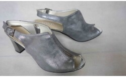 Sandały SKÓRZANE FASHION POPIEL obcas 6 CM 37