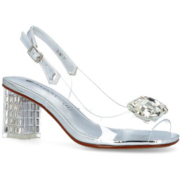 Silikonowe sandały na słupku - SCAVIOLA S-363 SREBRNE