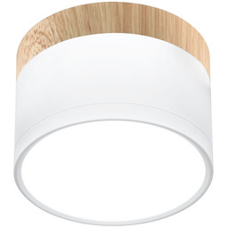 Lampa sufitowa oprawa biała/drewniana LED 9W Tuba 2273648