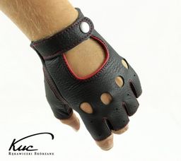 Rękawiczki bez palców ze skóry jelenia - rękawiczki