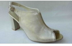 Sandały SKÓRZANE FASHION złoty obcas 8 cm 37