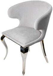 FOTEL tapicerowany szary velvet nogi stal nierdzewna glamour