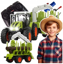 Duży Traktor z Przyczepą Zdalnie Sterowany Pilotem Ruchome