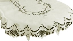 Obrus z haftem owalny kremowy OH-133-B