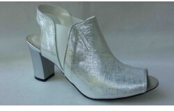 Sandały SKÓRZANE FASHION srebro obcas 8 cm 37