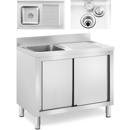 Zlew basen gastronomiczny jednokomorowy z szafką z drzwiami