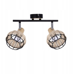 Tajga lampa sufitowa listwa czarny+drewniany 2x40w e14 klosz