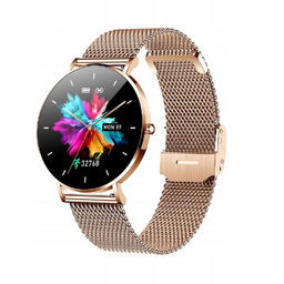 Smartwatch zegarek damski Manta Alexa złoty różowy pasek