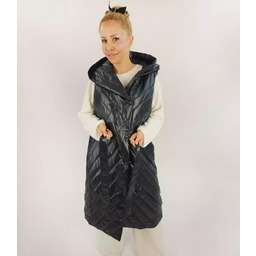 Długi damski BEZRĘKAWNIK kamizelka wiązana-40