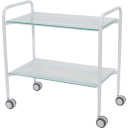 SZM-01/S mobilny stolik zabiegowy z 2 blatami szklanymi