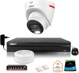 DAHUA Zestaw monitoringu IP kamera zewnętrzna WizColor 2K