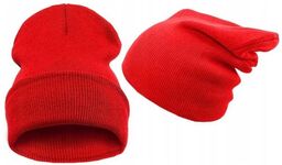 Czapka beanie czerwona smerfetka krasnal podwójna