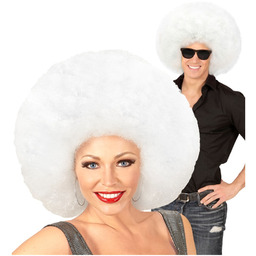 Biała duża peruka afro wysokiej jakości