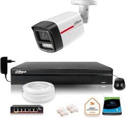 DAHUA Zestaw monitoringu IP kamera zewnętrzna WizColor 2K