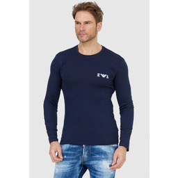 EMPORIO ARMANI Granatowy longsleeve męski z szarym logo,