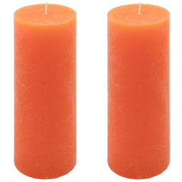 ŚWIECE STOŁOWE POMARAŃCZOWE RUSTYKALNE 2 SZT 7,5x20 CM