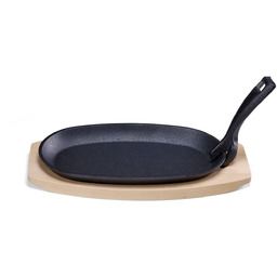 Hendi Półmisek żeliwny 280x140x(h)30mm z drewnianą podstawą