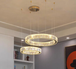 Lampa kryształowa złota LED 80x60 98Watt L175 Złotakryształowa
