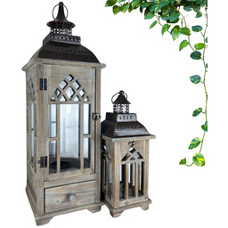 Lampion latarnia drewniana komplet 2 szt 73/43 19AW0365