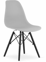 SZARE KRZESŁO MODERN CZARNE NOGI POLIPROPYLEN ZESTAW 4