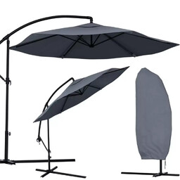 Parasol Ogrodowy Składany Szary 350cm + Pokrowiec