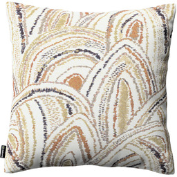 Poszewka Kinga na poduszkę, oliwkowo-pomarańczowe łuki na kremowym
