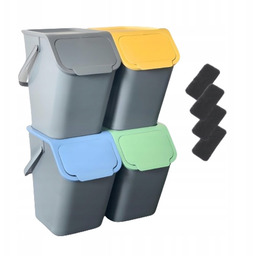 Zestaw 4 Pojemników Kosze do Segregowania Śmieci Odpadów
