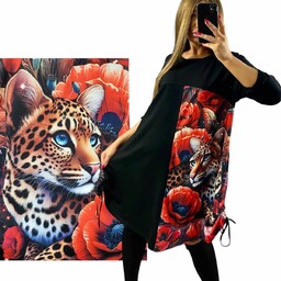 SUKIENKA DRESOWA z piękną grafiką BAWEŁNA czarna sportowa