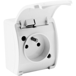 Gniazdo pojedyncze z uziemieniem natynkowe IP44 białe 161-01-DRV