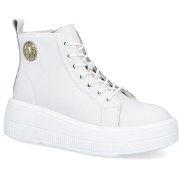 Wysokie sneakersy ze skóry - FILIPPO DBT6374/24 BIAŁE