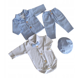 Garnitur Lniany Ubranko marynarka Zestaw rozmiar 68