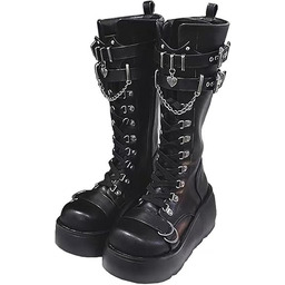 BUTY DAMSKIE GLANY KOZAKI NA PLATFORMIE W STYLU