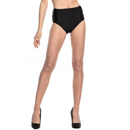 2452 Figi kąpielowe damskie czarne bikini wysoki stan