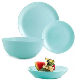 Talerze Serwis Obiadowy Komplet Zestaw 19el Turkus Diwali