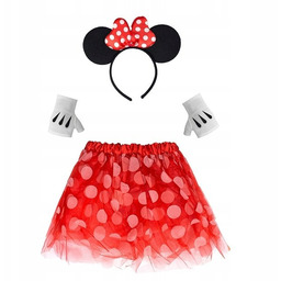Przebranie Strój Myszka Minnie R.Uniw. 3Elem. Miki Rękawiczki