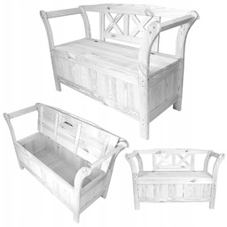 Ławka Ogrodowa Drewniana Ze Skrzynią Schowkiem Z Oparciem