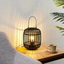 Lindby Canyana lampa stołowa z rattanu, czarna
