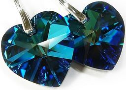 Kryształy Serce 18mm Kolczyki Srebro Blue