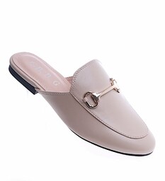 Beżowe klapki na płaskim obcasie