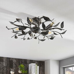 Lampa sufitowa Lindby Yos, 5-punktowa, 58 cm, czarno-miedziany,