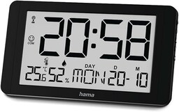 Hama zegar elektroniczny ścienny Cuba (cyfrowy, radiowy DCF,