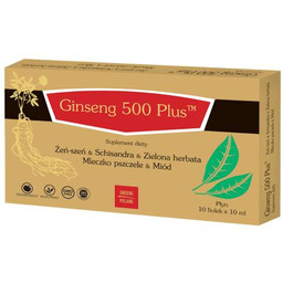 GINSENG 500 Plus Płyn, 10fiolek x 10ml