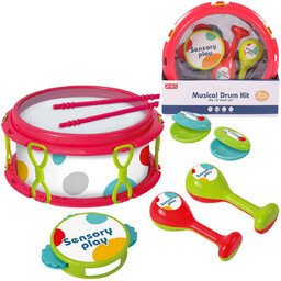 Zestaw Muzyczny Dla Dzieci Bębenek Instrumenty Tamburyn, Marakasy,