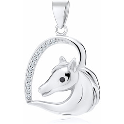 Rodowany srebrny wisior wisiorek serce konik koń horse