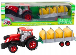 Duży Traktor Rolniczy Z Przyczepą I Balami Siana