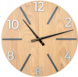 Zegar ścienny akrylowy aksel wood 60cm okrągły cichy