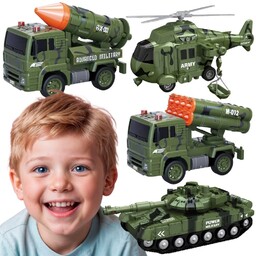 WOOPIE Zestaw Pojazdów Wojskowych z Wyrzutnią Czołg Helikopter