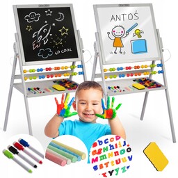 Tablica Dwustronna Magnetyczna Dla Dzieci Kredowa Obrotowa Akcesoria