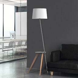 Aluminor Trio lampa stojąca z półka i USB