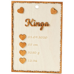 Drewniana metryczka 3D dla dziecka